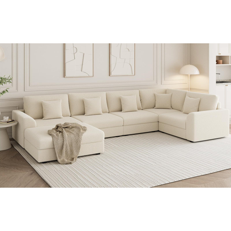 incomplete kaneki 6 - piece slipcovered corduroy sectional sofa sleeper couch