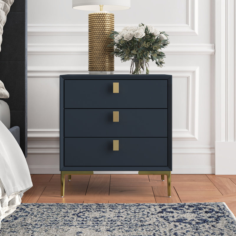 3 - Drawer Nightstand With Metal Legs