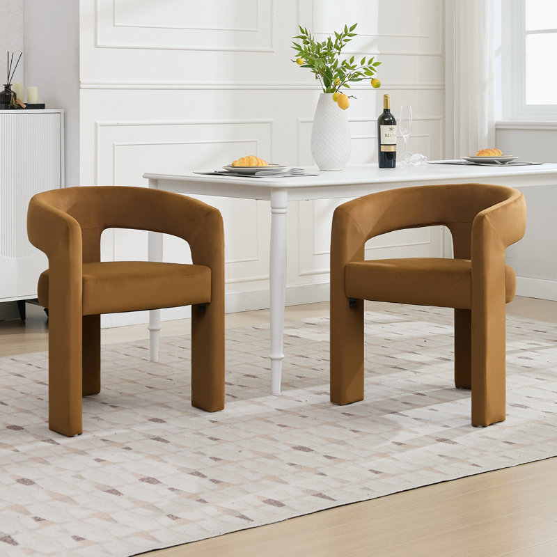 modern upholstered barrel dining chairs (set of 2)