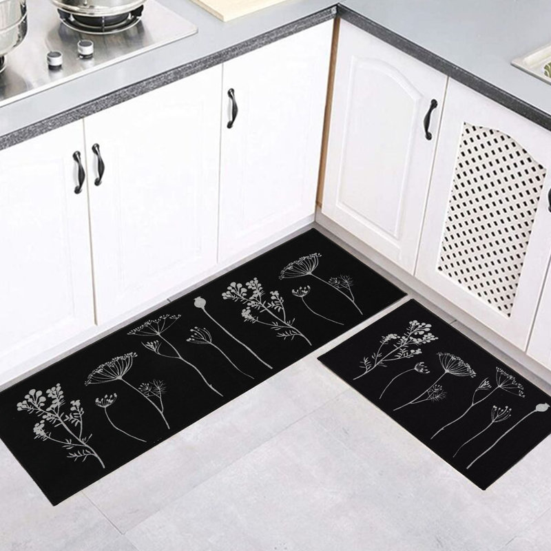 Wildflowers Non Skid Kitchen Mats Runner & Comfort Mat (2 Pieces) (Set of 2)