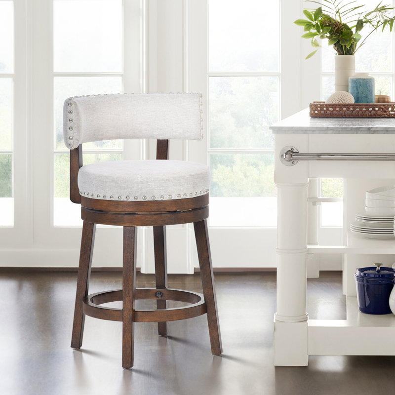 MAY NOT BE EXACT Swivel Upholstered Counter Bar Stool with Solid Wood Frame