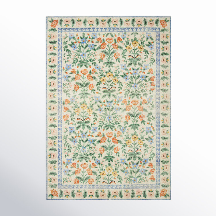 rifle paper co. x loloi eden mughal garden cream rug feat cloudpile