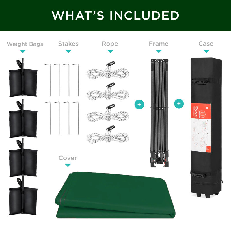 Best Choice Products Easy Setup Pop Up Canopy W/ 1-Button Setup, Wheeled Case, 4 Weight Bags
