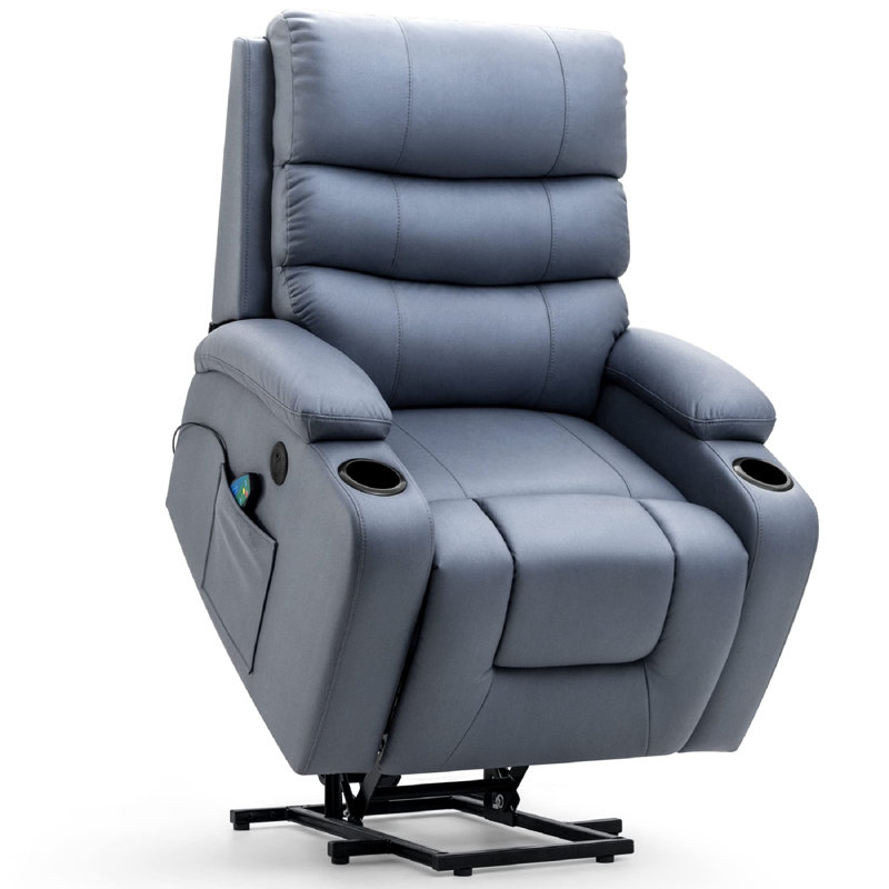 incomplete power lift recliner chair with massage and heat for elderly, with 2 cup holders