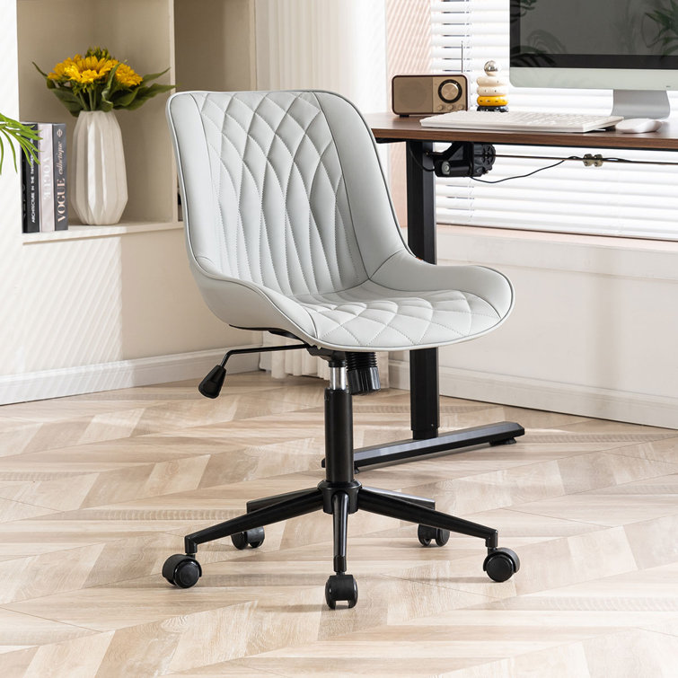 Similar)Armless Swivel Office Chair Faux Leather Upholstered Waterproof Desk Chair Ergonomic Adjustable Computer Chair