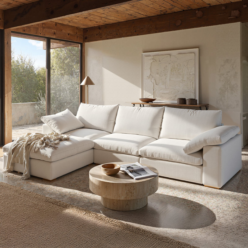 110.2" Cloud Couch,Oversized Modular Comfy Sofa for Living Room, L Shaped Sectional Couches,Deep 3-Seat with Ottoman