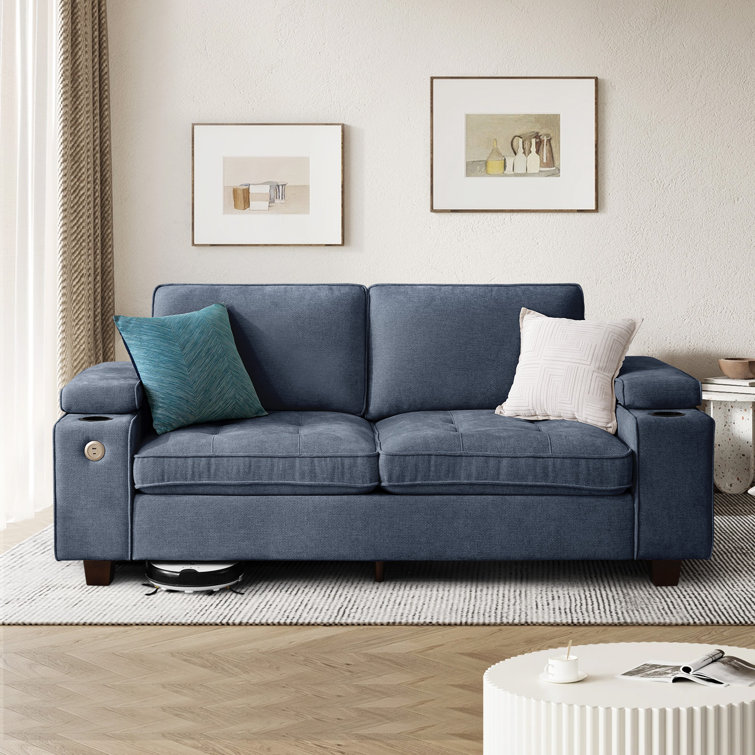 (Incomplete arms only) 83.22\" Modern Luxury Deep Seat Chenille Upholstered Sofas Couches With Solid Wood Frame, Hidden Storage