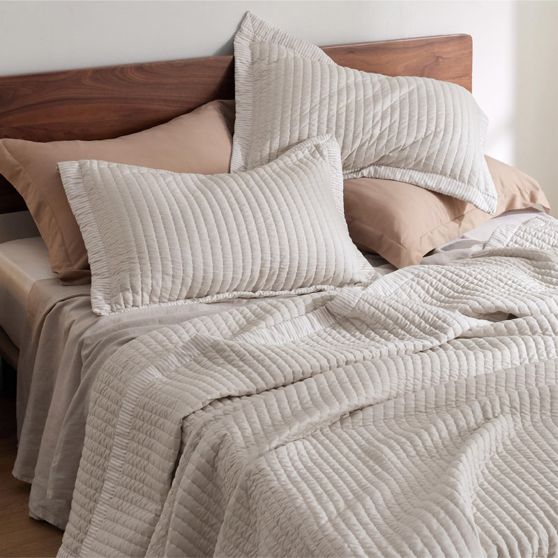 (SIMILAR TO STOCK IMAGE) Bedsure Bedspread Coverlet Lightweight Soft Quilt Bedding Set for All Seasons, Corduroy Pattern Quilt Set, 3 Pieces