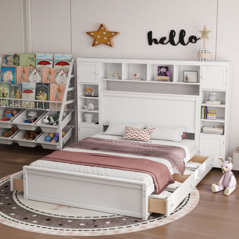 Ethil 4 Drawers Bookcase Platform Bed