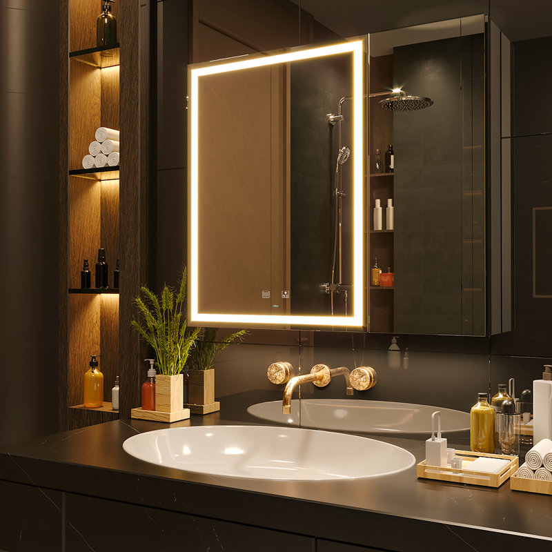 david-christian led lighted bathroom medicine cabinet with mirror, defogger, dimmer, outlets & usbs (similar to stock photo) 