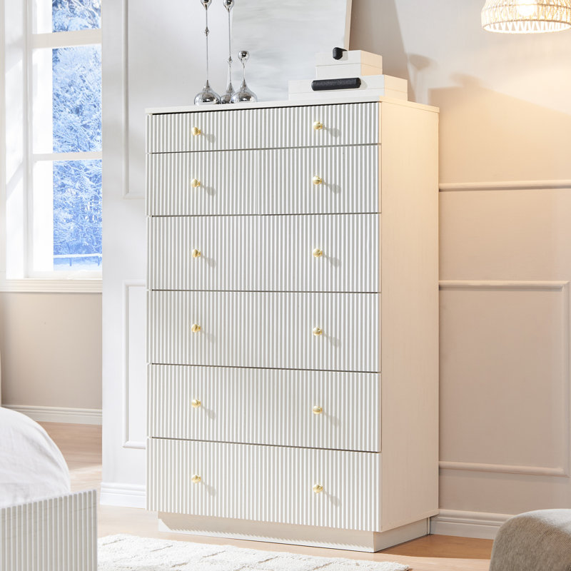 fluted 7 dresser for bedroom, 48" h tall dresser storage organizer, modern bedroom chest with deep storage for closet hallway, entryway
