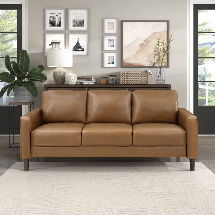 mitka 77" faux leather square arm sofa