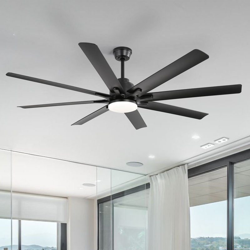 60" 8-Blade Large LED Windmill Ceiling Fan with Light and Remote Control