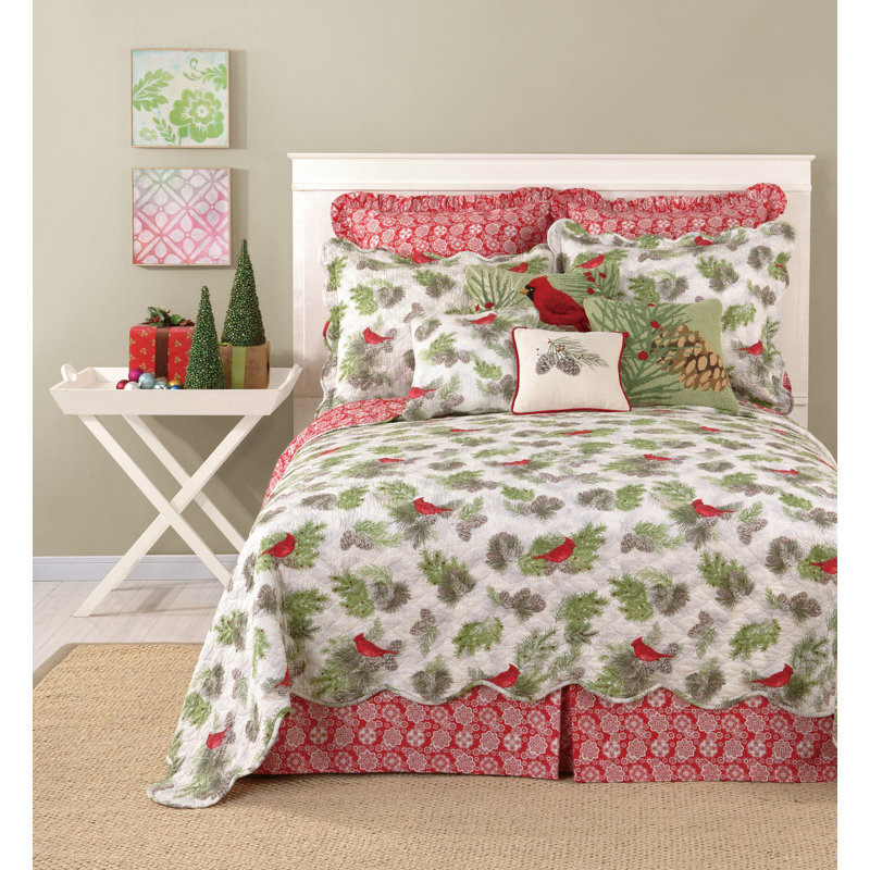 Winter Bird Tailored Bed Skirt