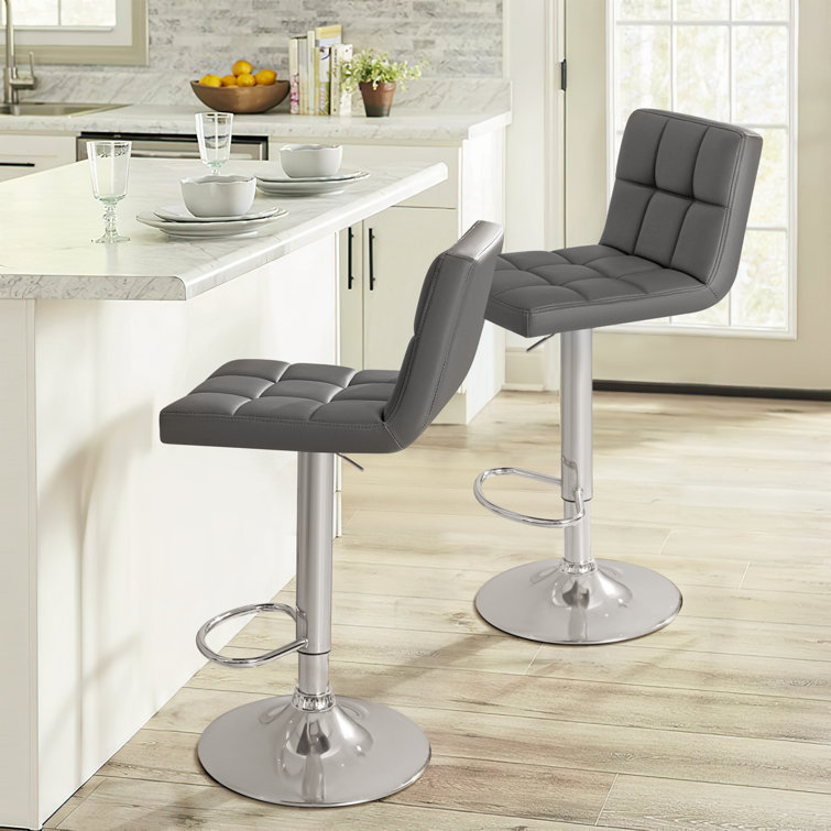 swivel upholstered adjustable height counter stool with metal frame (set of 2)