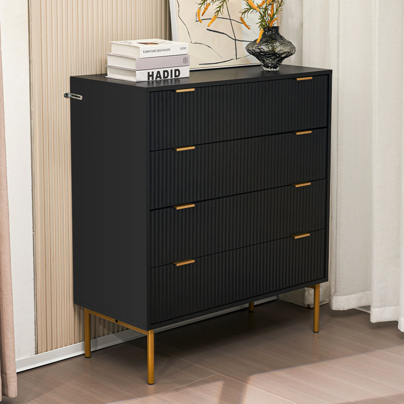 COLOR WHITE 4 - Drawer Accent Chest 35\"W Wood Dresser