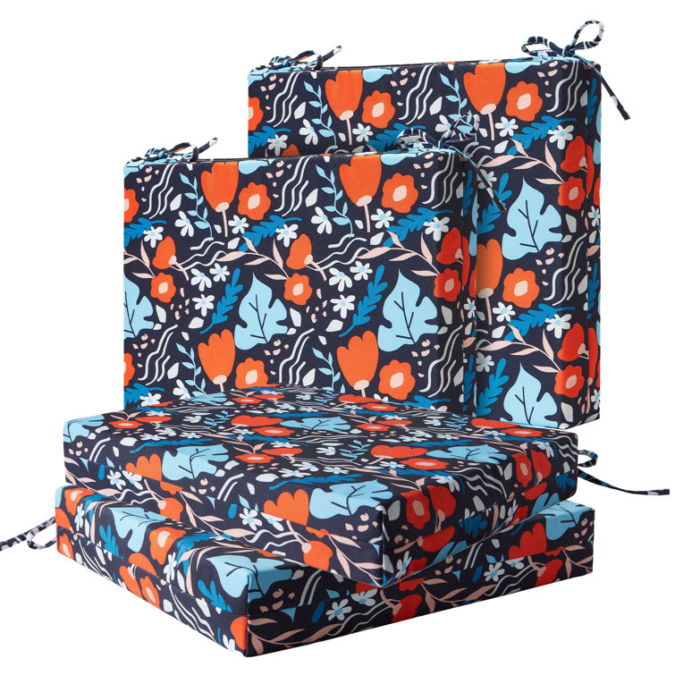 Outdoor 3'' Seat Cushion (Set of 4). Blue
