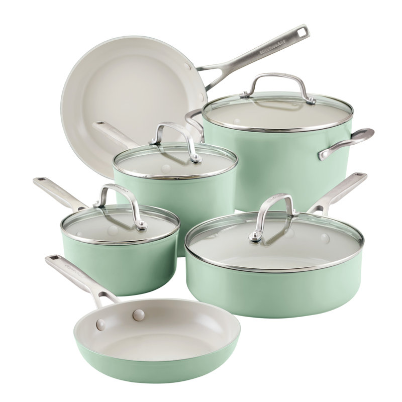 KitchenAid Hard Anodized Ceramic Nonstick Cookware Pots and Pans Set, 10 Piece