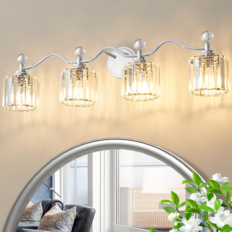 Emilion Dimmable Bathroom Vanity Light With Crystal Shade