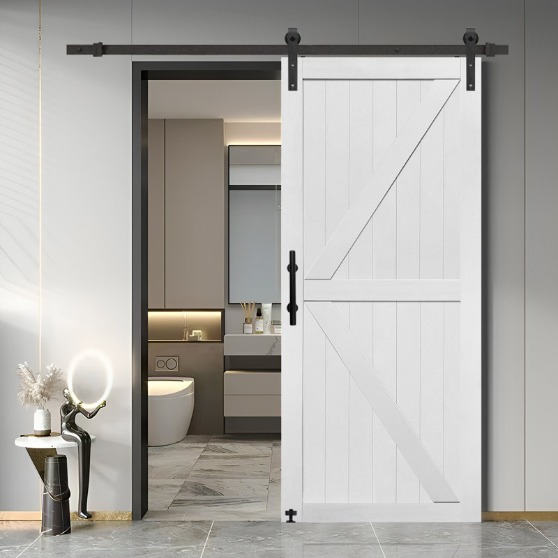 MDF Barn Door Easy Assembly -Solid Slab Covered with Water-Proof PVC Surface with Hardware Kit INCOMPLETE 