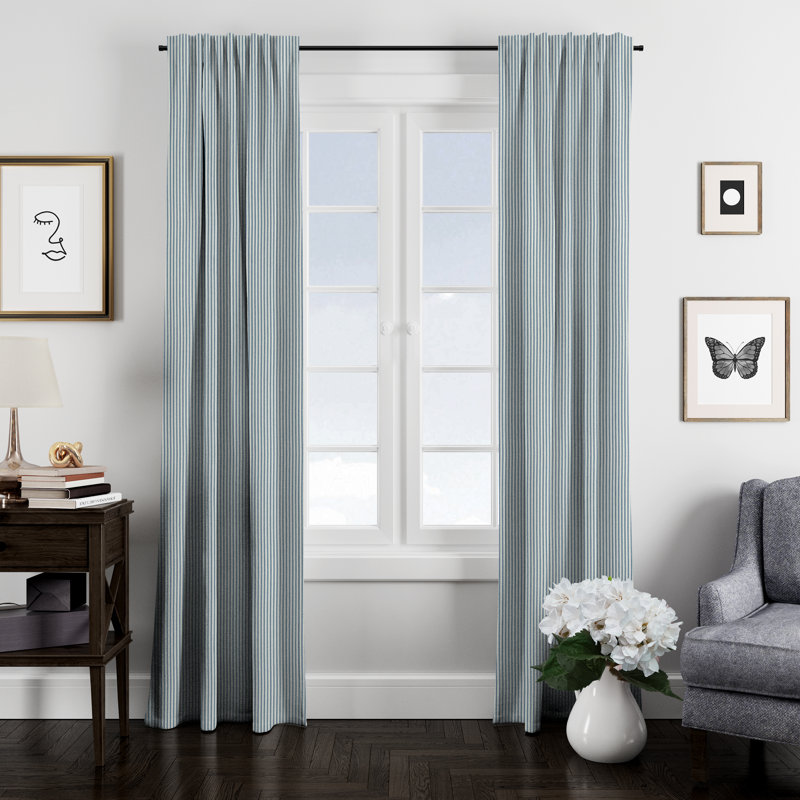 100% Cotton Ticking Stripe Room Darkening Rod Pocket Single Curtain Panel