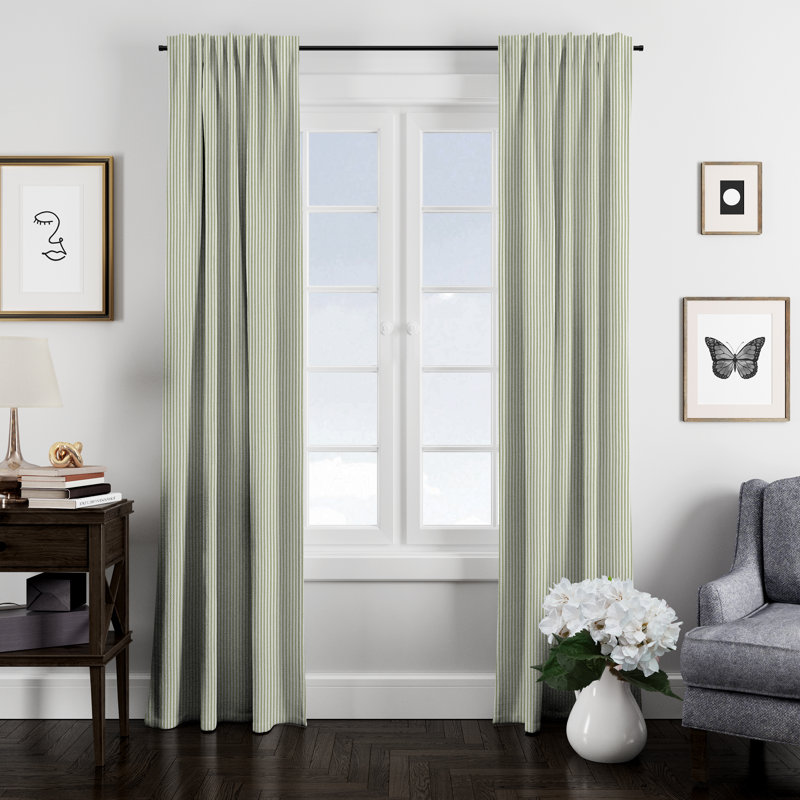 100% Cotton Ticking Stripe Room Darkening Rod Pocket Single Curtain Panel