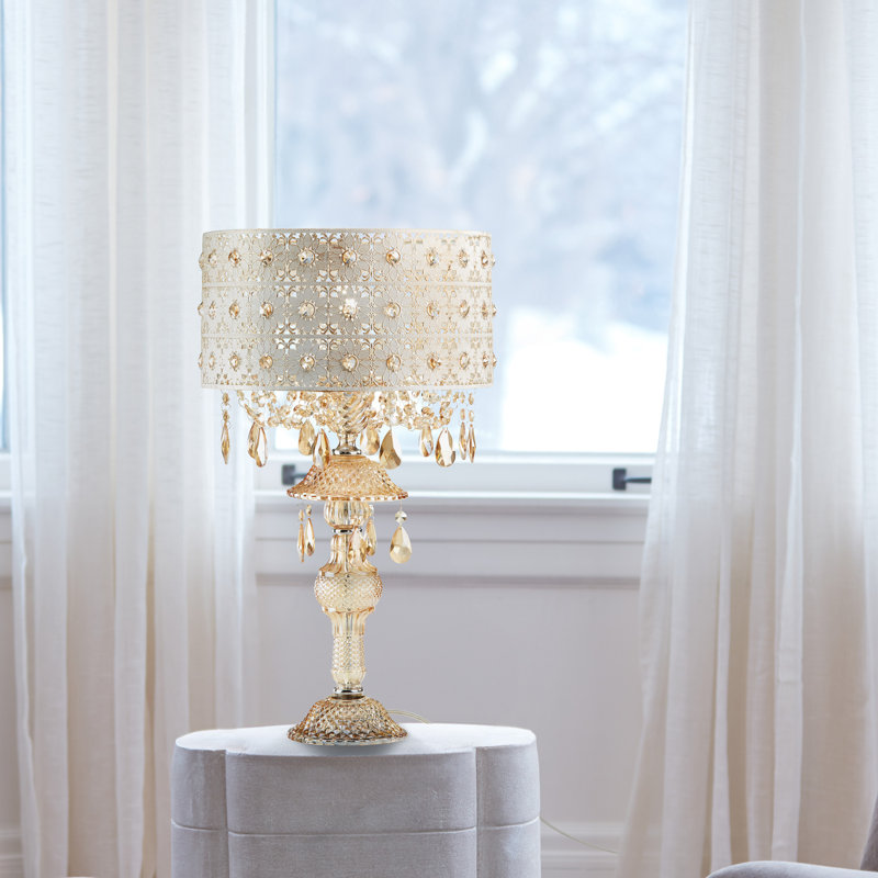 Wedgeworth 24" Champagne Jeweled Bedside Lamp