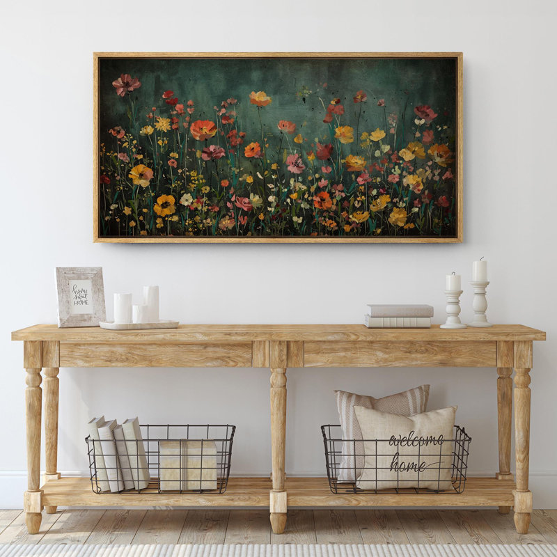 moody green wildflower florals modern decor extra large pictures framed canvas print wall art