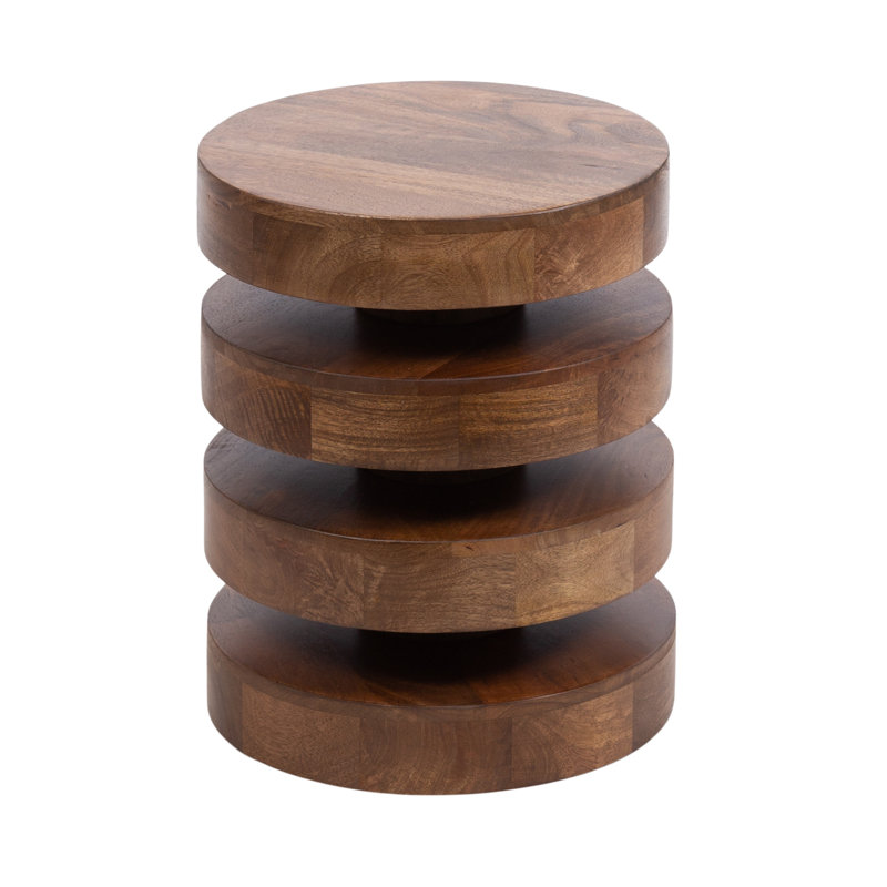 Stacked Solid Wood End Table INCOMPLETE 