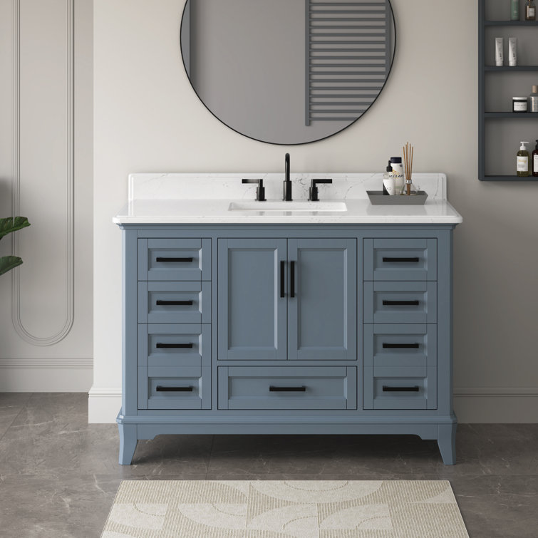 48'' free standing single bathroom vanity with quartz top ( incomplete )