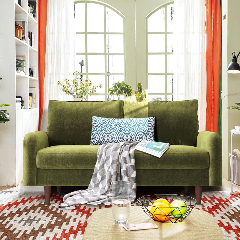 incomplete similar to rock photo Hasaam 56.3\" Wide Velvet Round Arms Small Apartment Loveseat