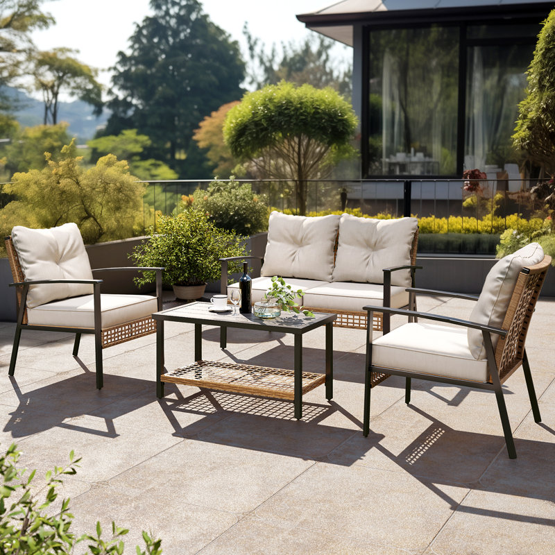 Aljaquan 4 Piece Multiple Chairs Seating Group with Cushions INCOMPLETE 