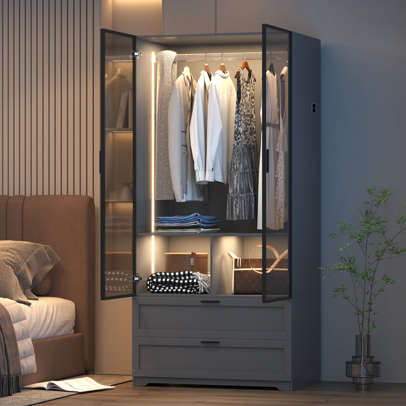 Bubalo Armoire, Wardrobe with Human Body Sensor Light