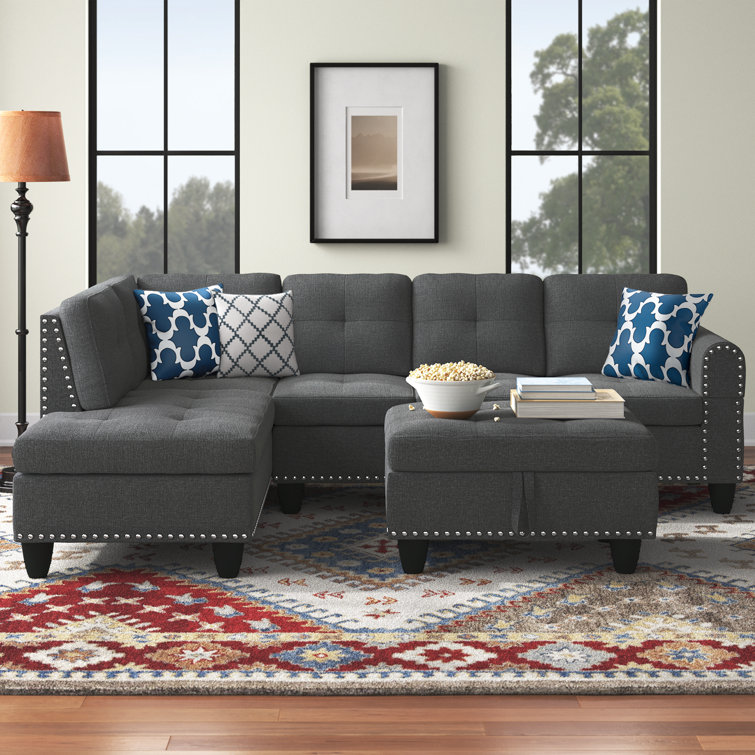 (incomplete) Alger 98\" Wide Left Hand Facing Sofa & Chaise with Ottoman