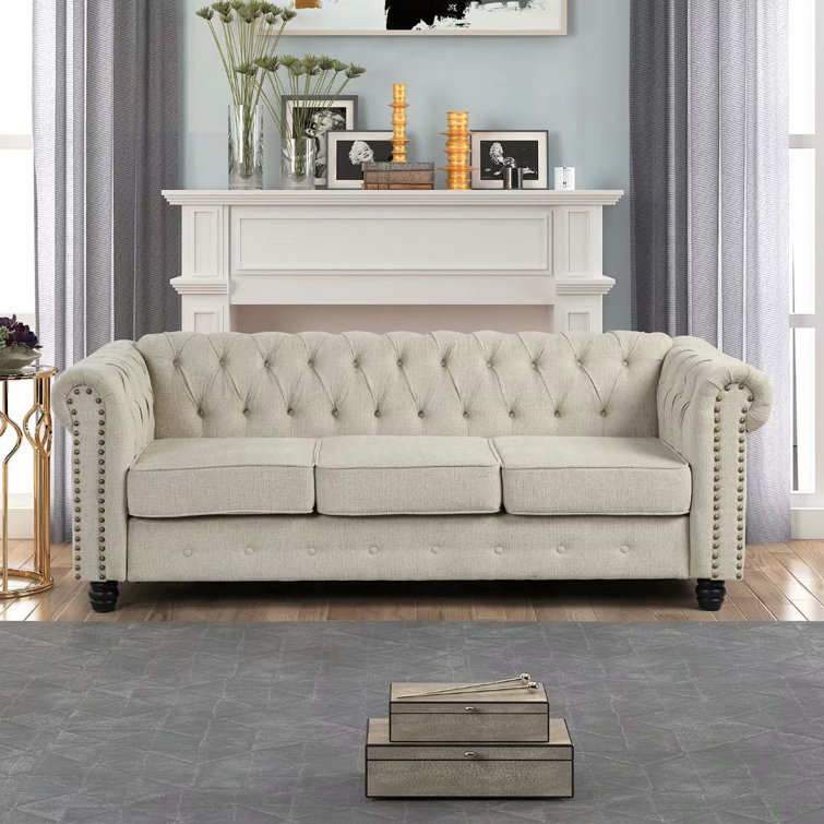 (incomplete) Adolina 80\" Rolled Arm Chesterfield Sofa