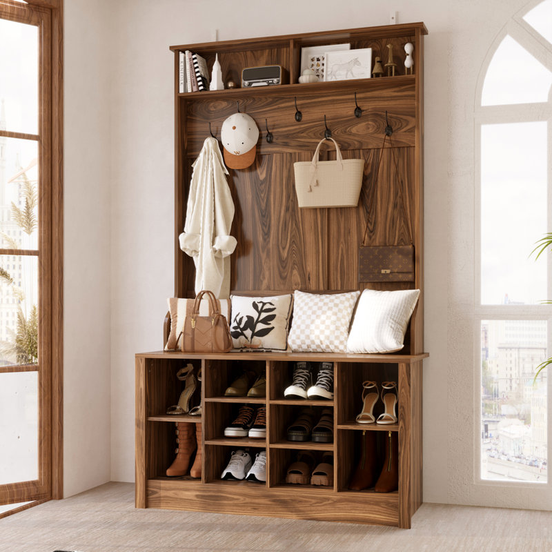 Keasal Hall Tree 39.4'' Wide with Bench and Shoe Storage