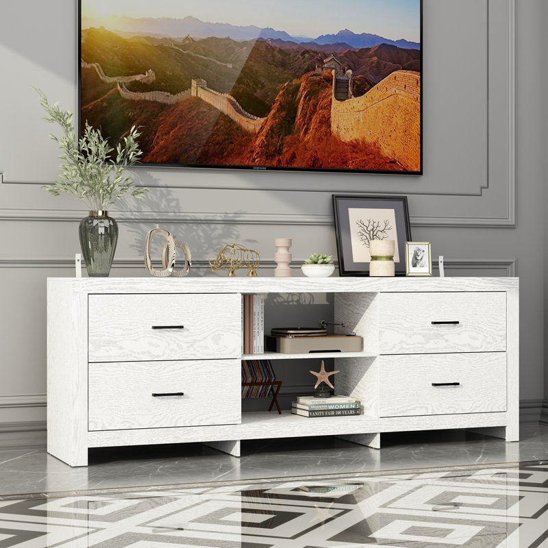 70.8'' W TV Stand With 4-Drawers And 2-Open Shelves