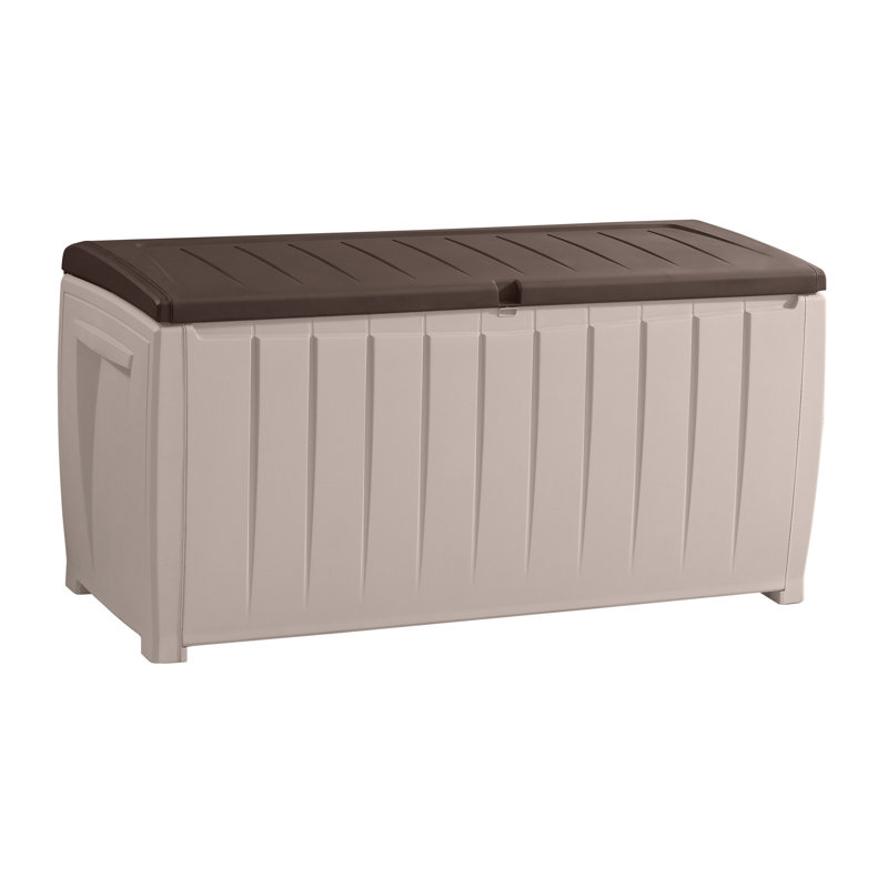 Keter Novel 90 Gallon Durable Resin Outdoor Storage and Organization Deck Box Ideal For Garden Patio Furniture and Supplies INCOMPLETE 
