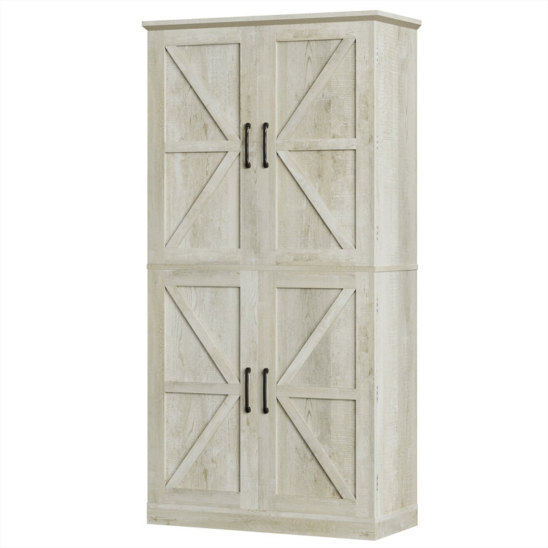 72.6" H Kitchen Pantry Storage Cabinet With Storage Rack, 4 Adjustable Shelves And 4 Barn Doors
