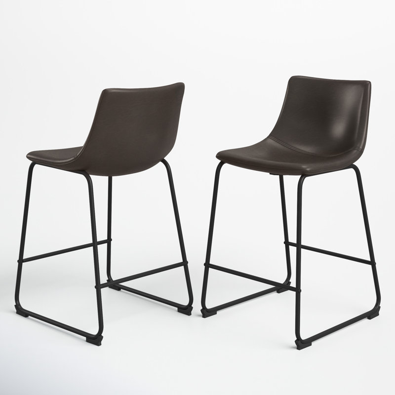 Dorielle Upholstered Counter Stool with Metal Frame (Set of 2)