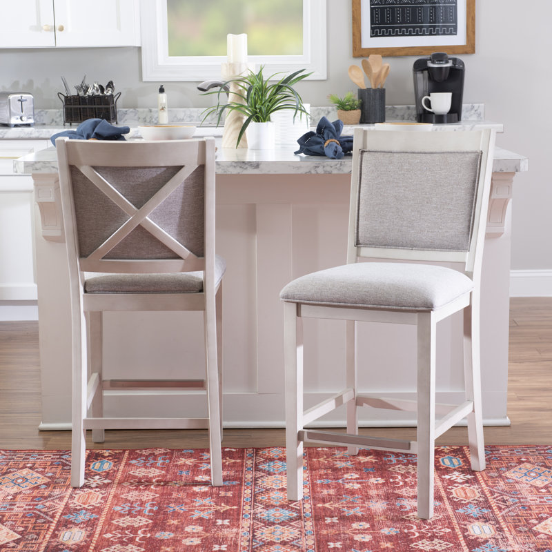 SIMILAR NOT EXACT Nahumveer Solid Wood Upholstered Counter Stool (Set of 2)