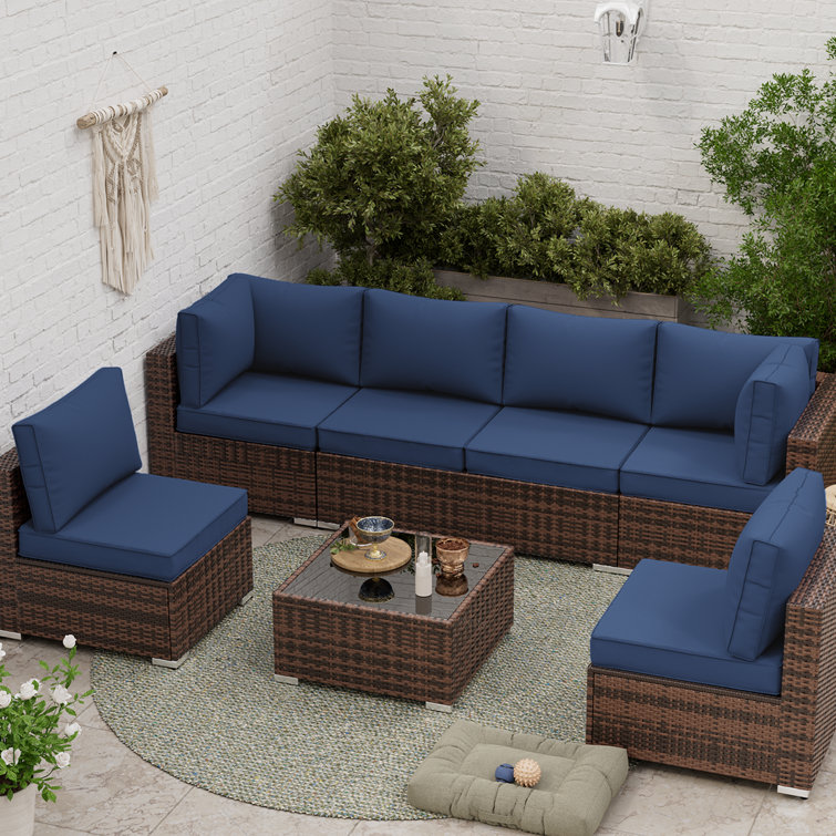 abbel outdoor 3.5'' replaceable cushion set seat and back cushions (similar style chairs, light blue)