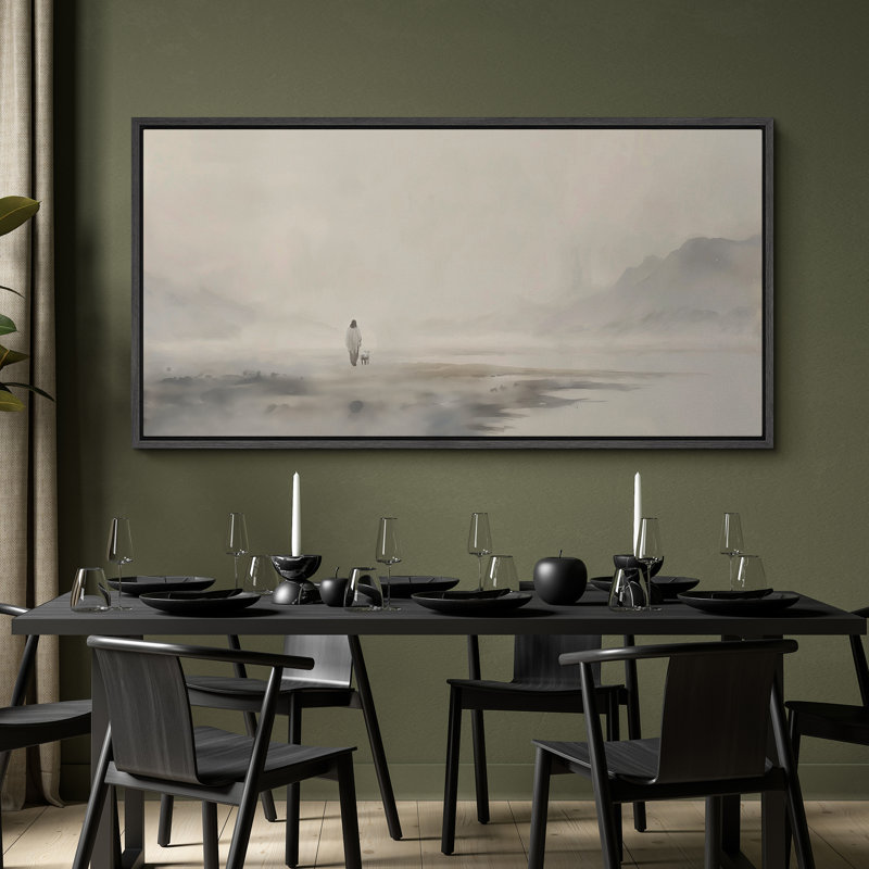 jesus christ and the lost lamb, greenish gray artwork - oversized framed wall decorations canvas print