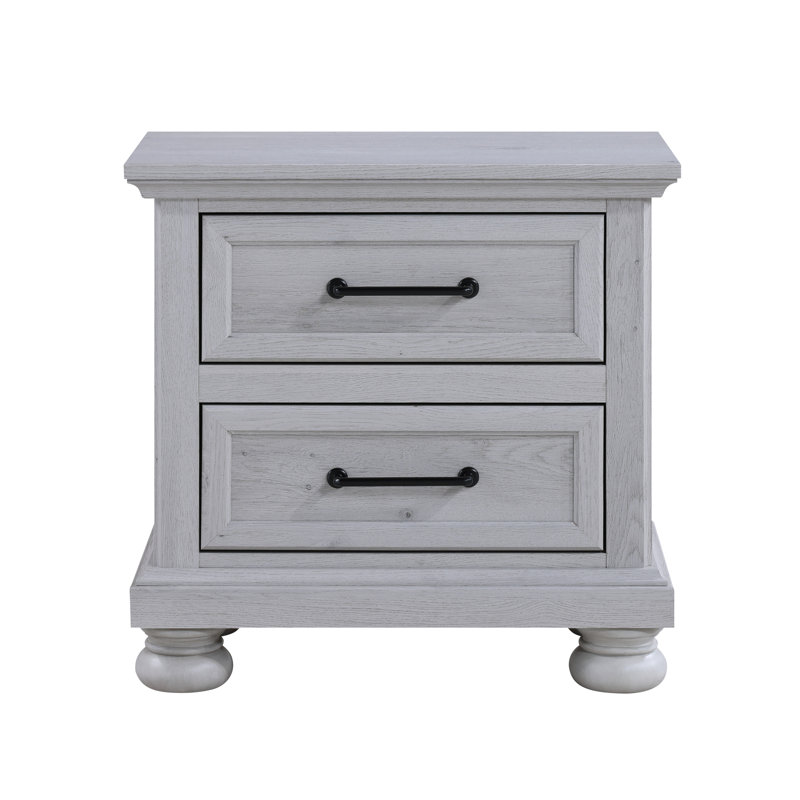 warm gray 2-drawer nightstand