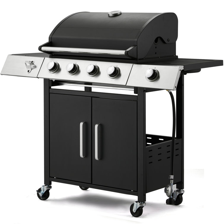 4-burner propane gas grill with side burner