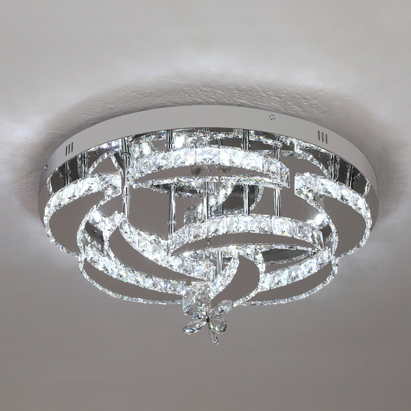 jooyoung 8 - light 19.68“ led flower tiered chandelier with crystal accent variable light