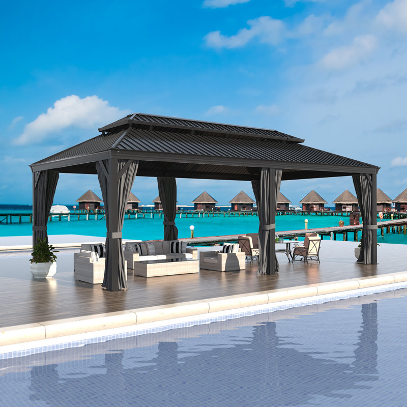 INCOMPLETE **Hardtop Double-Roofed Aluminum Patio Gazebo Multiple Sizes