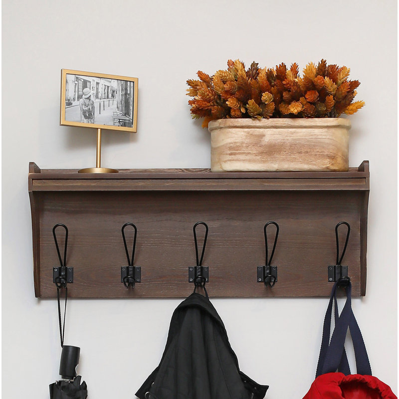 solid wood wall 5 - hook wall mounted coat rack