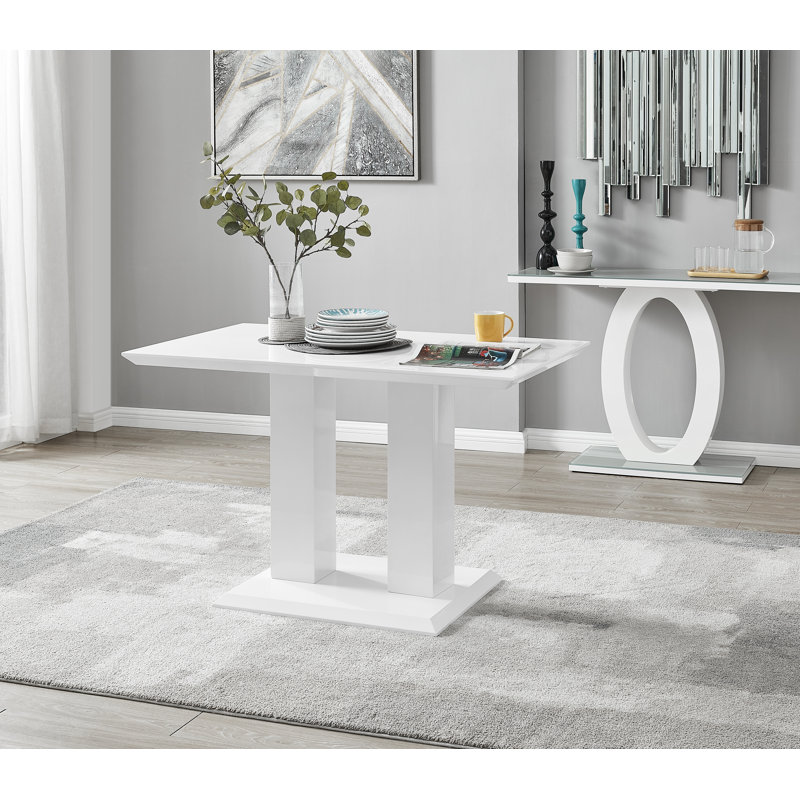 (Legs only) Eubanks High Gloss Double Pillar Rectagular Dining Table