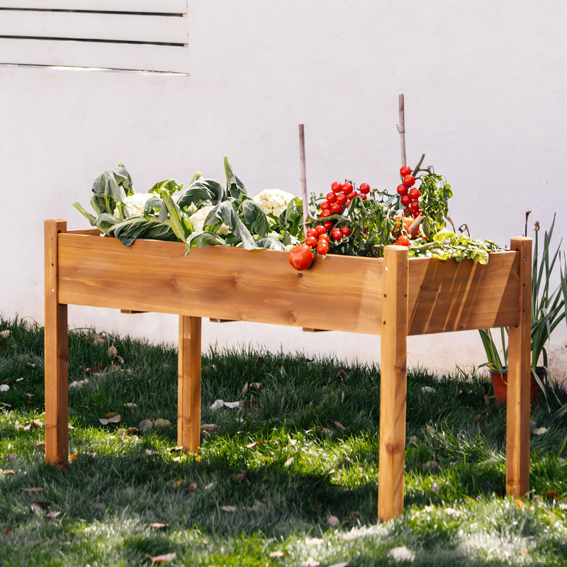 49.6"w 100% cedar wood raised garden bed